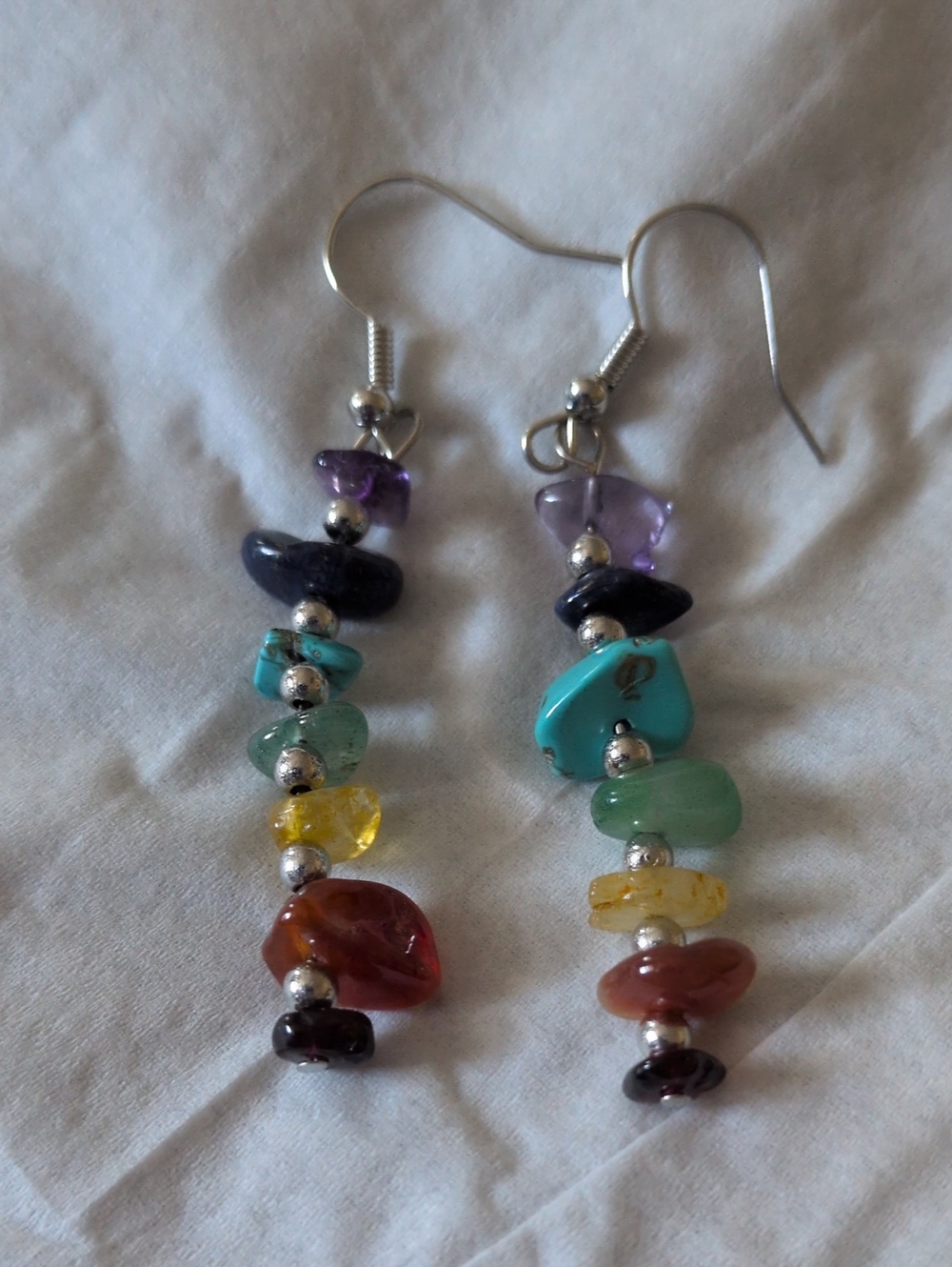 Multi-Colored Gemstone Drop Earrings - Women Jewelry